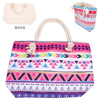 SOUTHWESTERN ROPE HANDLE CANVAS TOTE BAG