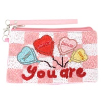 CONVERSATION HEART BALLOONS WRISTLET COIN BAG