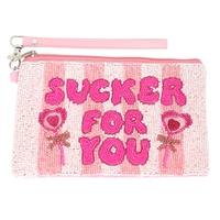 SUCKER FOR YOU LOLLIPOP BEADED WRISTLET COIN BAG