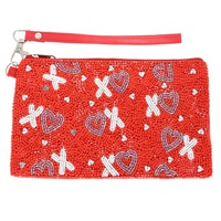 XOXO HEART PATTERN BEADED WRISTLET COIN BAG