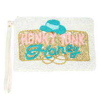 WESTERN HONKY TONK EMBROIDEIED WRISTLET COIN BAG