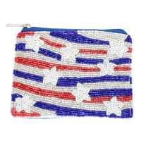 PATRIOTIC STARS AND STRIPES BEADED COIN BAG