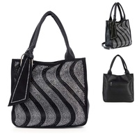 WAVE PATTERN RHINESTONE STUDDED CONVERTIBLE BAG