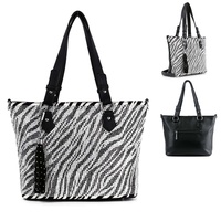 ZEBRA PATTERN RHINESTONE STUDDED CONVERTIBLE BAG