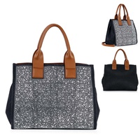 RHINESTONE STUDDED DENIM CONVERTIBLE BAG