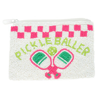 PICKLE BALLER PADDLE SEED BEADED COIN BAG