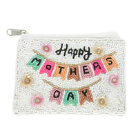 HAPPY MOTHER'S DAY BANNER BEADED ZIPPER COIN BAG