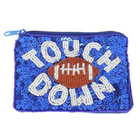 GAME DAY FOOTBALL BEADED SEQUIN COIN BAG