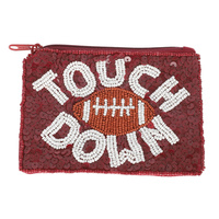 GAME DAY FOOTBALL BEADED SEQUIN COIN BAG