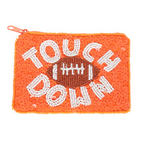 GAME DAY FOOTBALL BEADED SEQUIN COIN BAG