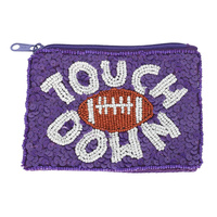 GAME DAY FOOTBALL BEADED SEQUIN COIN BAG