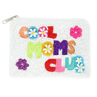 COLORFUL FORAL COOL MOMS CLUB BEADED COIN BAG