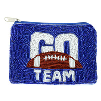 GO TEAM SEED BEADED FOOTBALL COIN BAG