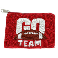 GO TEAM SEED BEADED FOOTBALL COIN BAG