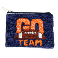 GO TEAM SEED BEADED FOOTBALL COIN BAG