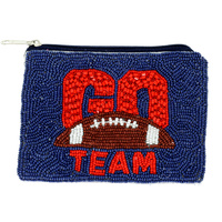 GO TEAM SEED BEADED FOOTBALL COIN BAG