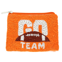 GO TEAM SEED BEADED FOOTBALL COIN BAG