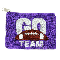 GO TEAM SEED BEADED FOOTBALL COIN BAG