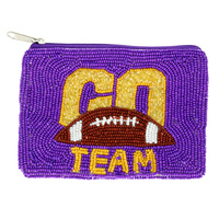 GO TEAM SEED BEADED FOOTBALL COIN BAG