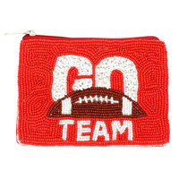 GO TEAM SEED BEADED FOOTBALL COIN BAG