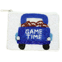 GAME TIME SEED BEADED FOOTBALL COIN BAG