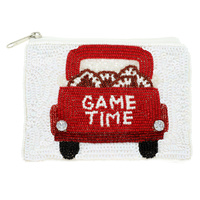 GAME TIME SEED BEADED FOOTBALL COIN BAG