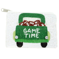GAME TIME SEED BEADED FOOTBALL COIN BAG