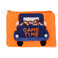 GAME TIME SEED BEADED FOOTBALL COIN BAG