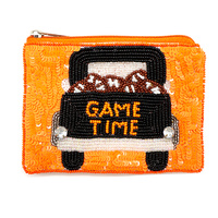 GAME TIME SEED BEADED FOOTBALL COIN BAG