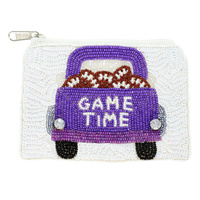 GAME TIME SEED BEADED FOOTBALL COIN BAG