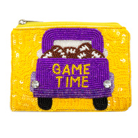 GAME TIME SEED BEADED FOOTBALL COIN BAG