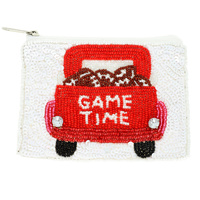 GAME TIME SEED BEADED FOOTBALL COIN BAG
