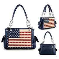 AMERICAN FLAG RHINESTONE FAUX LEATHER SHOULDER BAG