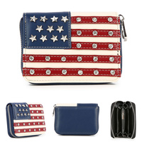 AMERICAN FLAG FAUX LEATHER ACCORDION WALLET