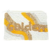 GOLDEN LETTER DETAIL SEED BEADED BAG