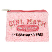 GIRL MATH SEQUINS EMBROIDERY COIN BAG