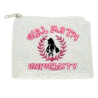GIRL MATH UNIVERSITY SEED BEADED COIN BAG