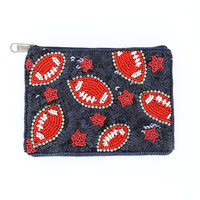 FOOTBALL BEAD SEQUIN EMBROIDERED COIN BAG