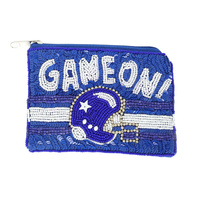 GAME ON BEAD EMBROIDERED FOOTBALL COIN BAG