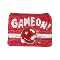 GAME ON BEAD EMBROIDERED FOOTBALL COIN BAG
