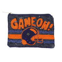 GAME ON BEAD EMBROIDERED FOOTBALL COIN BAG
