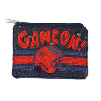 GAME ON BEAD EMBROIDERED FOOTBALL COIN BAG