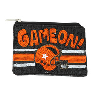 GAME ON BEAD EMBROIDERED FOOTBALL COIN BAG