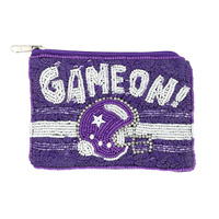 GAME ON BEAD EMBROIDERED FOOTBALL COIN BAG