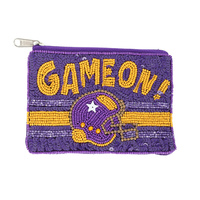 GAME ON BEAD EMBROIDERED FOOTBALL COIN BAG