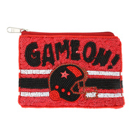 GAME ON BEAD EMBROIDERED FOOTBALL COIN BAG