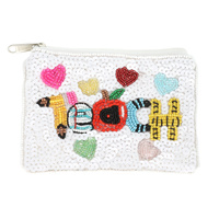 TEACH SEQUIN BEAD EMBROIDERED COIN BAG
