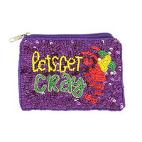 LETS GET CRAY BEAD EMBROIDERED COIN BAG