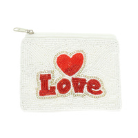 LOVE SEED BEAD EMBROIDERED COIN BAG