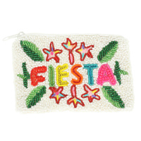 FIESTA SEED BEAD EMBROIDERED COIN BAG